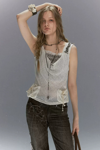 Diamond Sequin Texture Tank Top