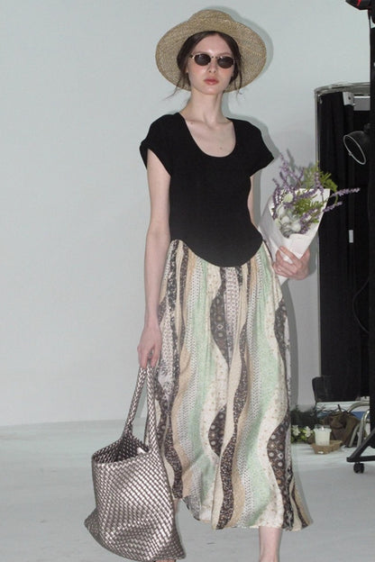 Sweet Vintage Panel Knitted Dress