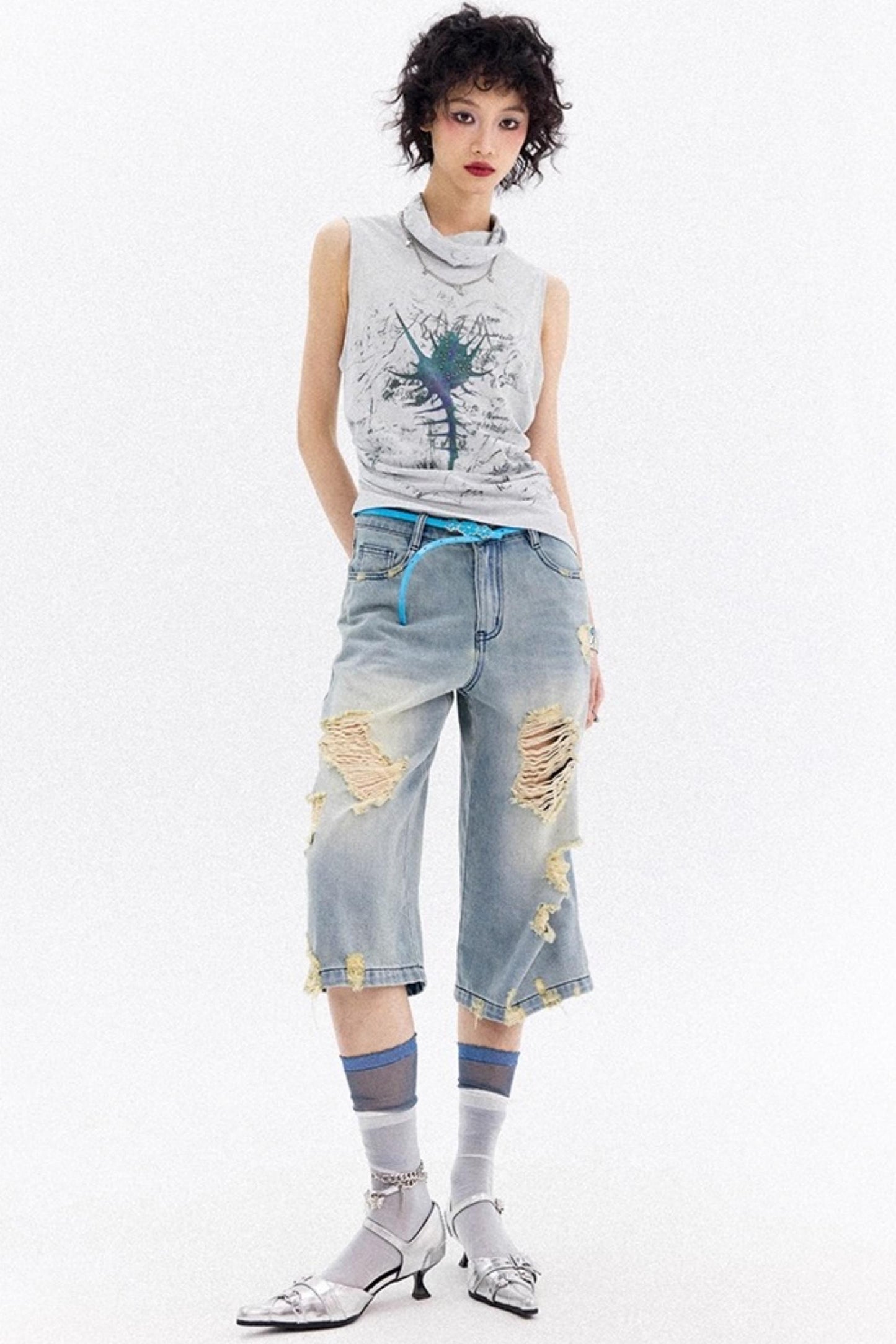 Asymmetrical Pleated Tank Top