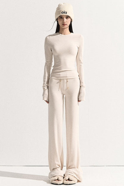 Soft Crew Neck Knitwear Bootcut Trouser Set-Up