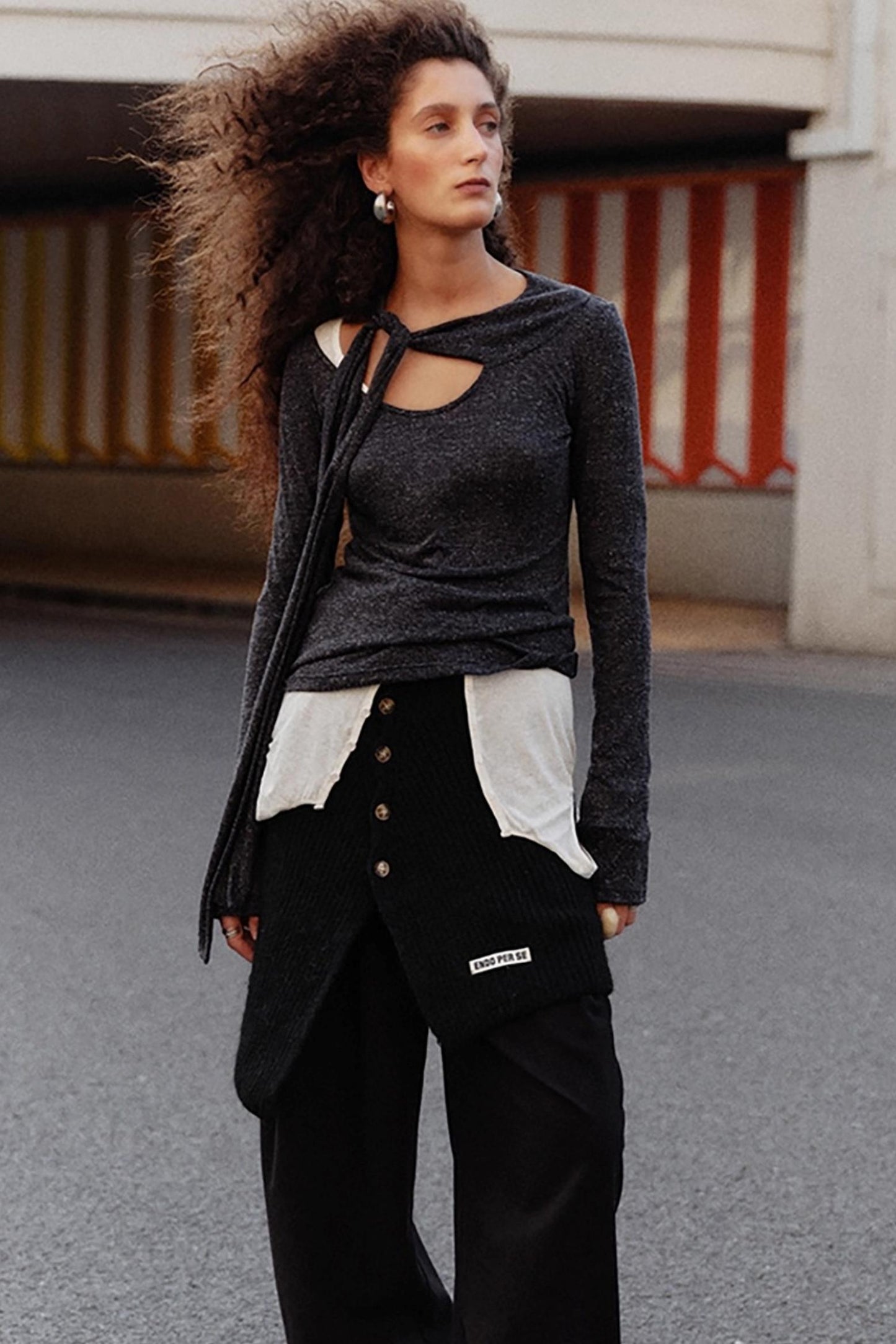 Retro Asymmetrical Knitted Top