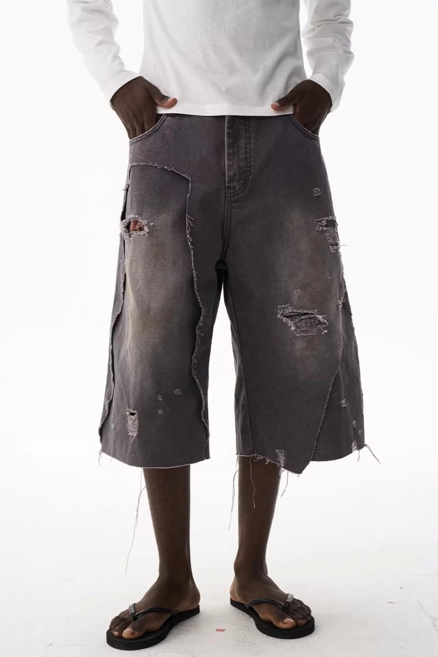 Double-Layer Distressed Shorts
