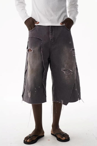 Double-Layer Distressed Shorts