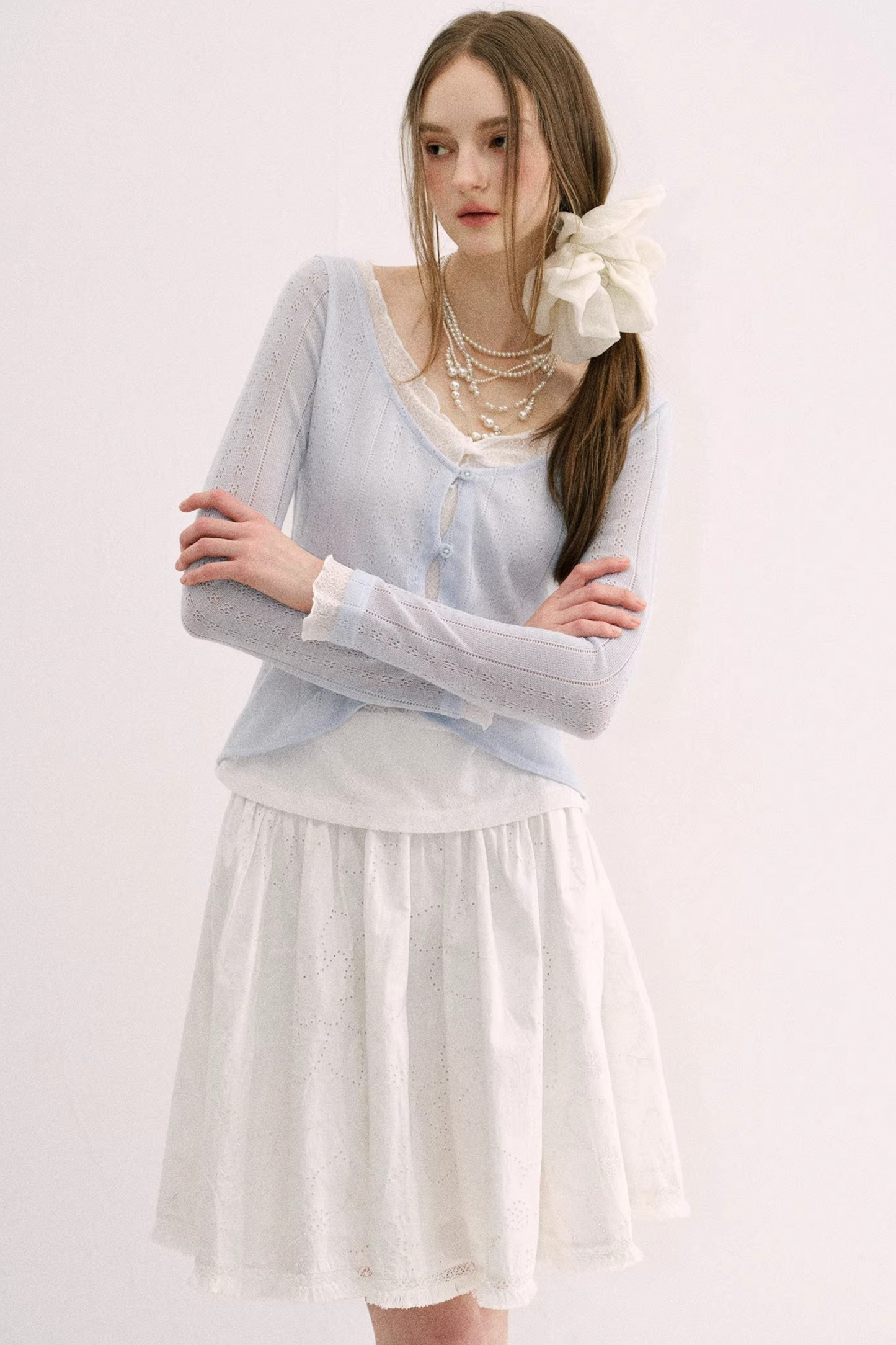 Artist-Designed Lace Knit Top