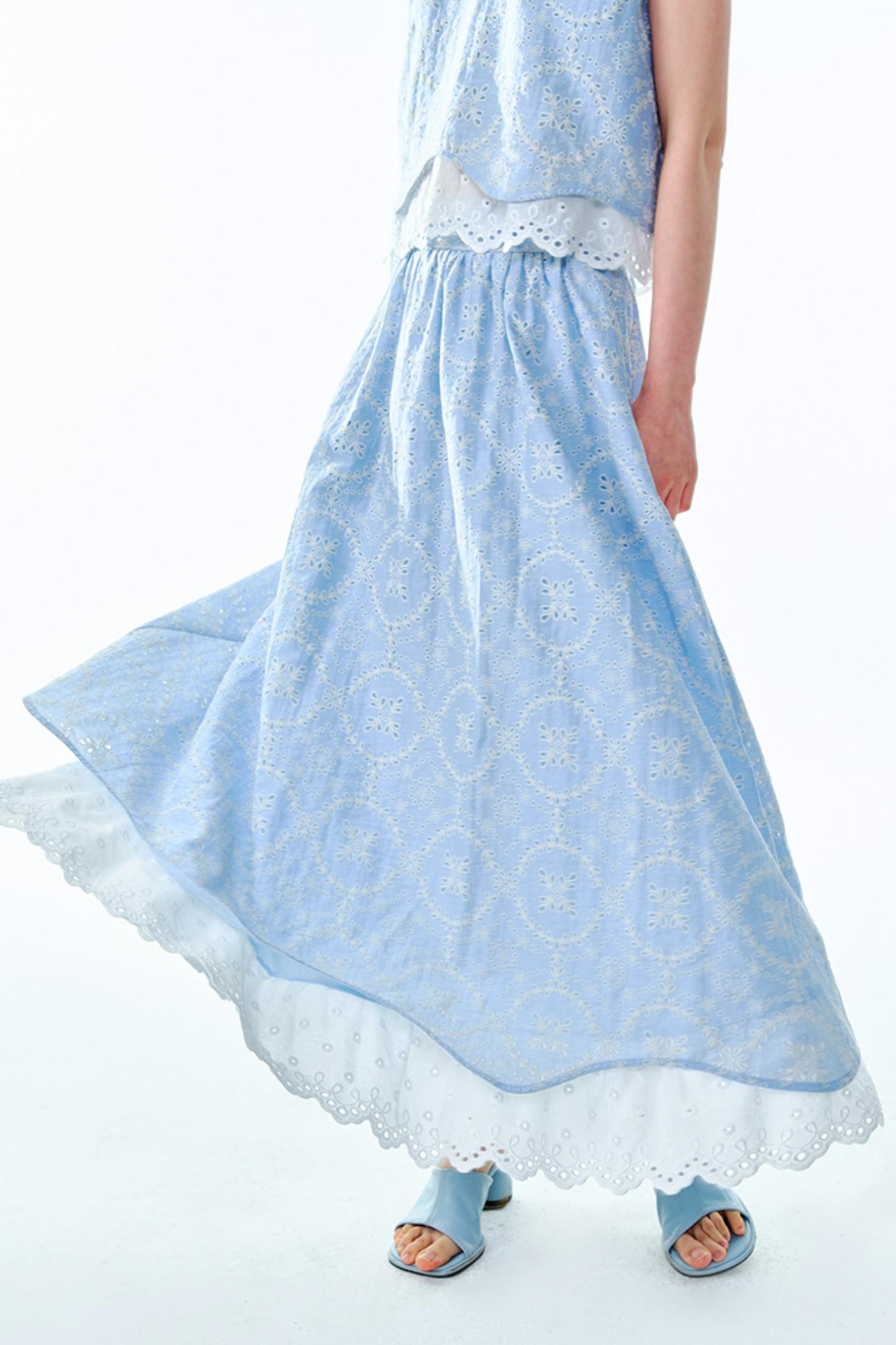 Linen Blend Top & Skirt Set-Up