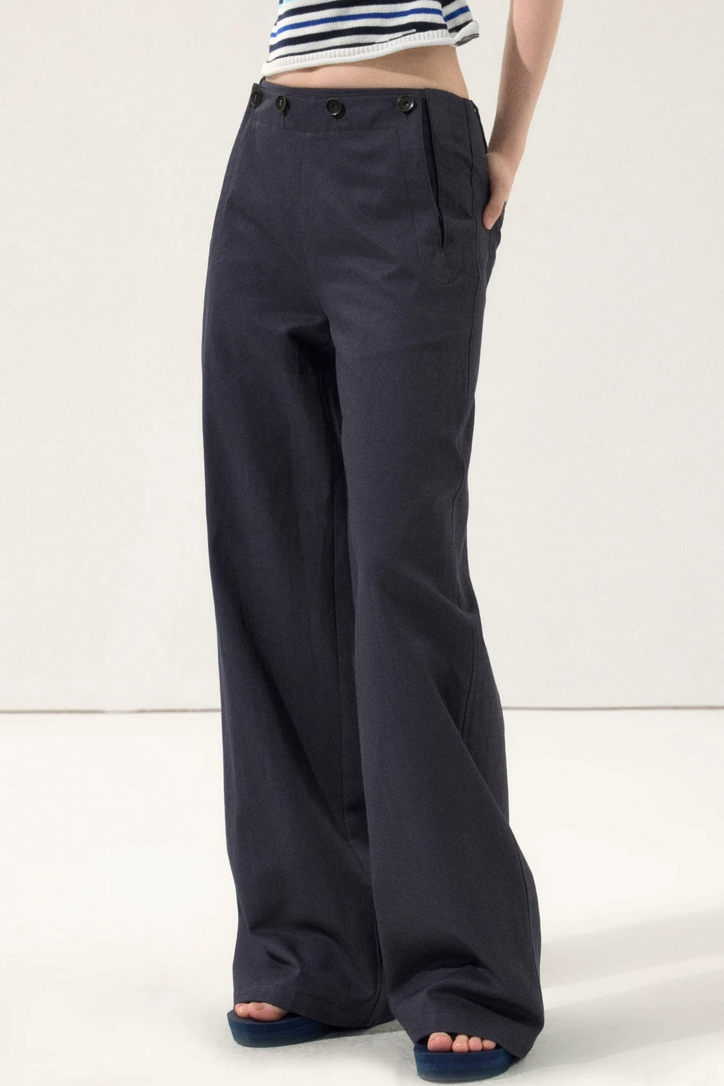 Vintage Draped Wide-Leg Pants