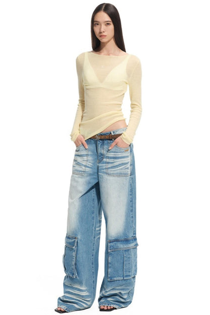 High Neck Long Sleeve Knit Wool Top