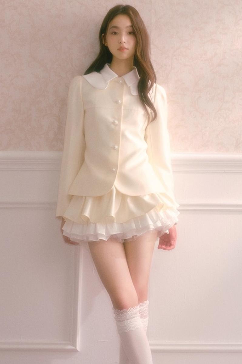 Satin Doll-Neck Jacket Set-Up