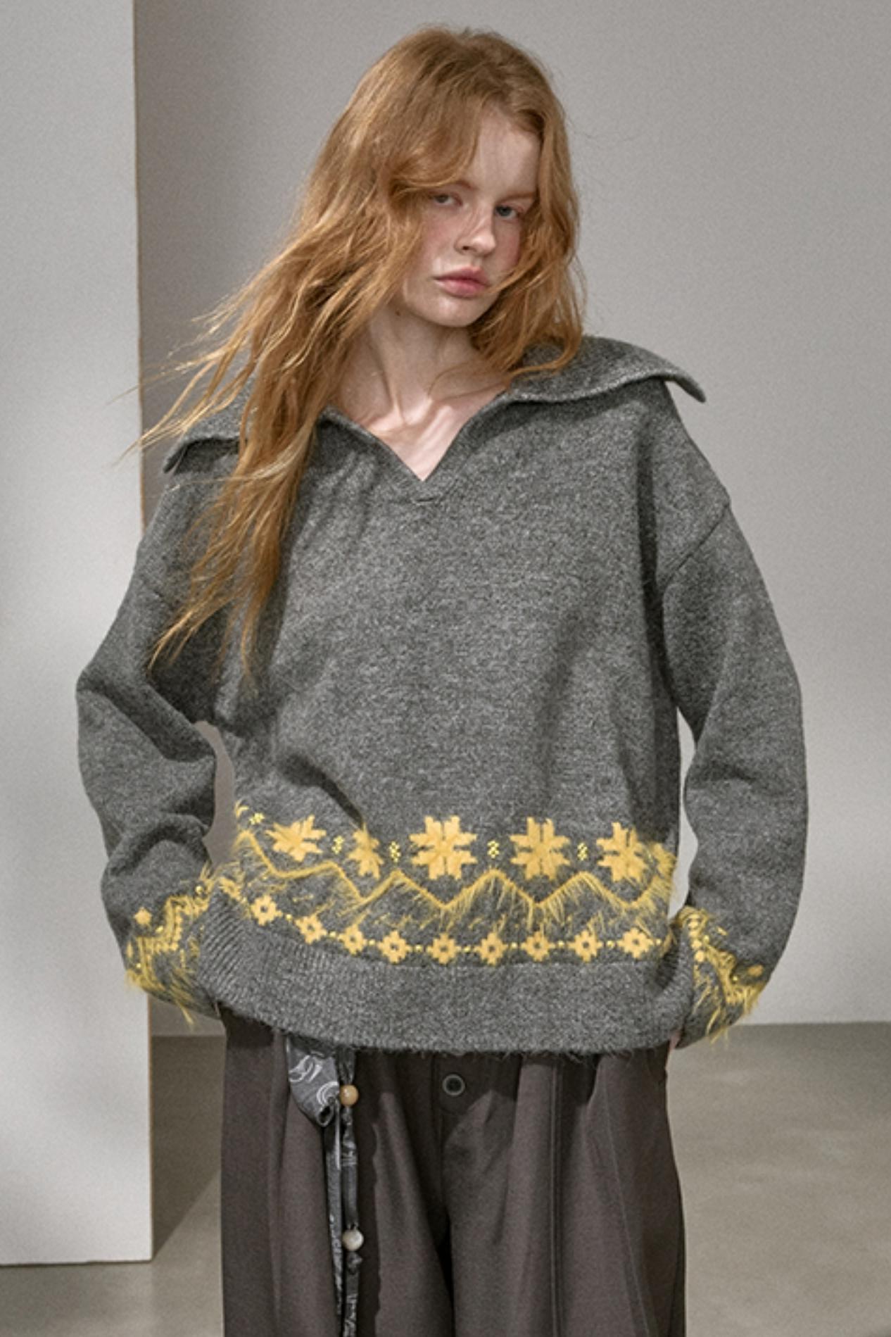 Fair Isle Beaded Sweater Top