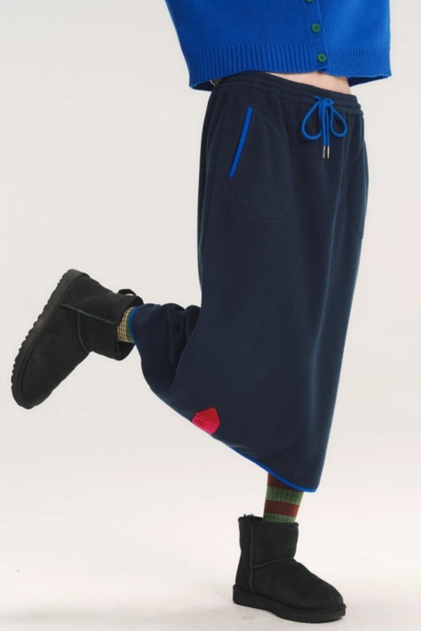 Embroidered Color-Block Skirt