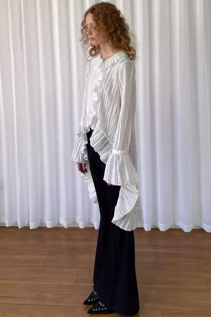 White Lace Ruffled Shirt