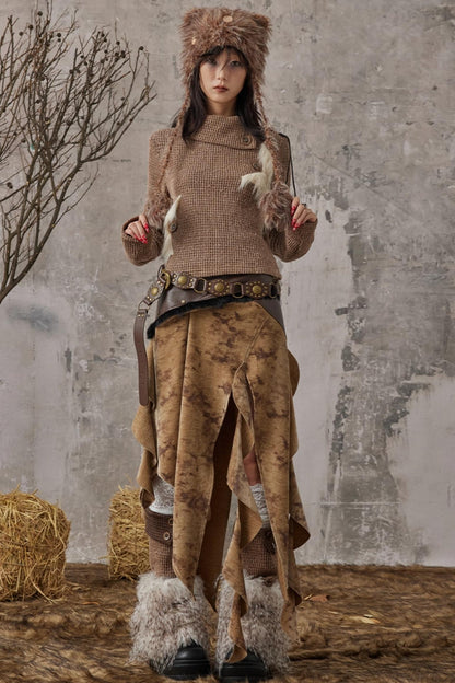 Wandering Style Retro Rivets Skirt