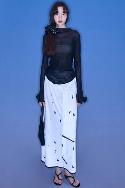 Wilderness Rabbit Patchwork Belt Long Skirt