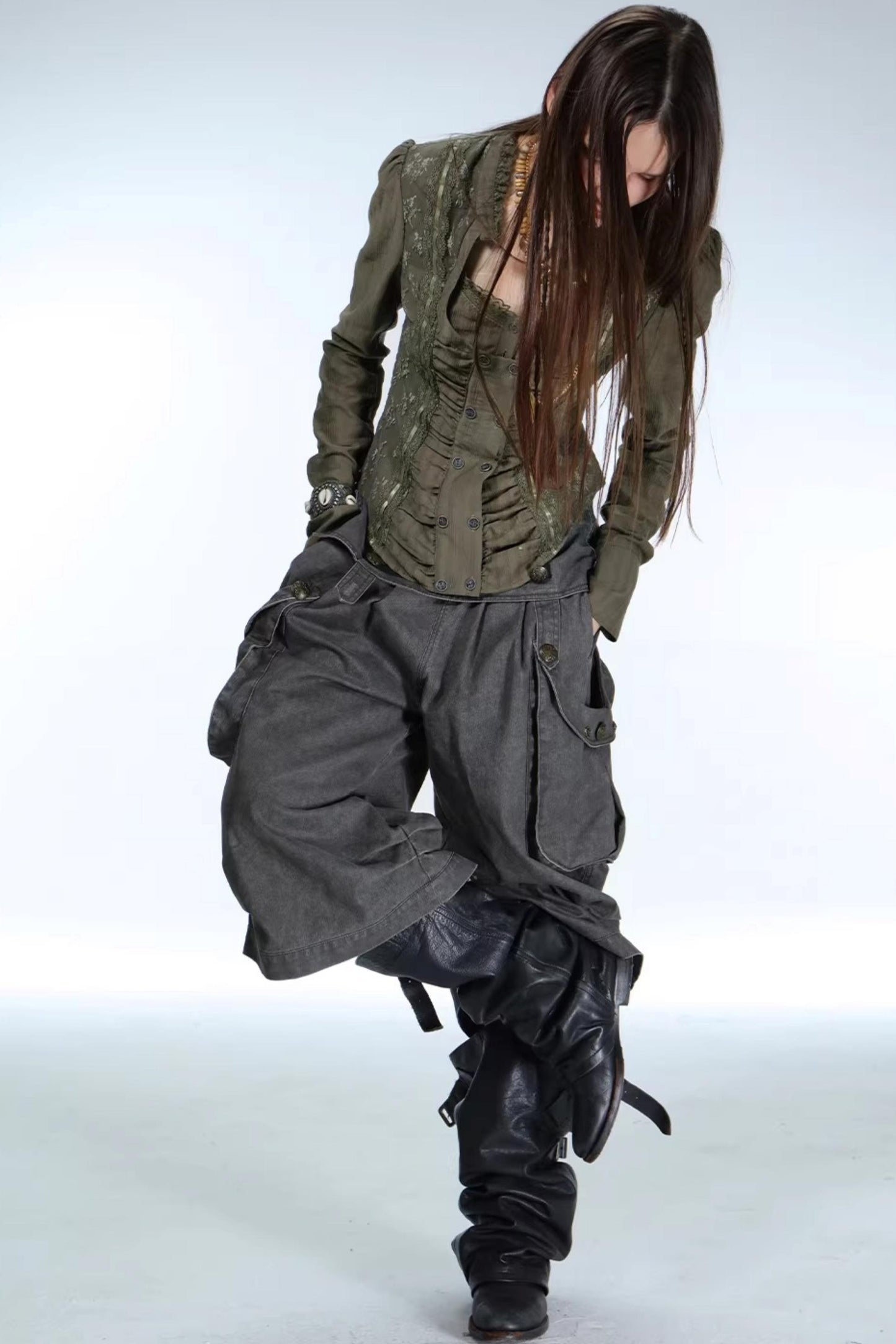 Retro Low-Waist Cargo Pants