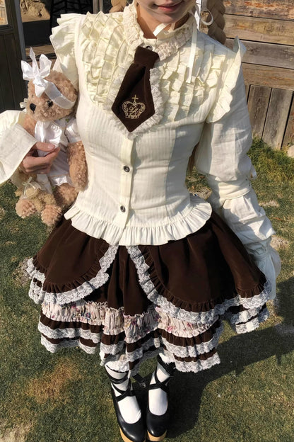 Beige Lace Trim Shirt