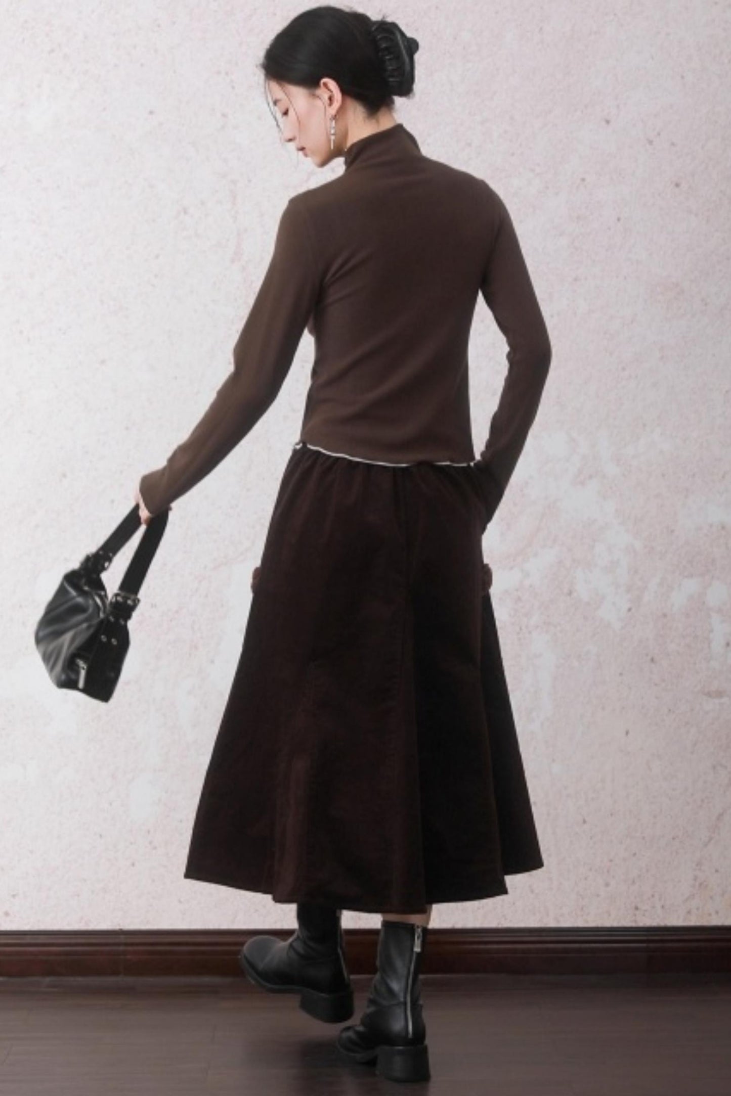 Cocoa Brown Half-Turtleneck Top