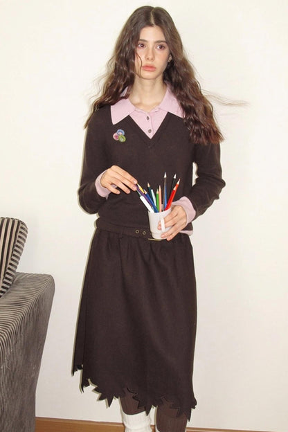 Wooden Tone Wool Skirt