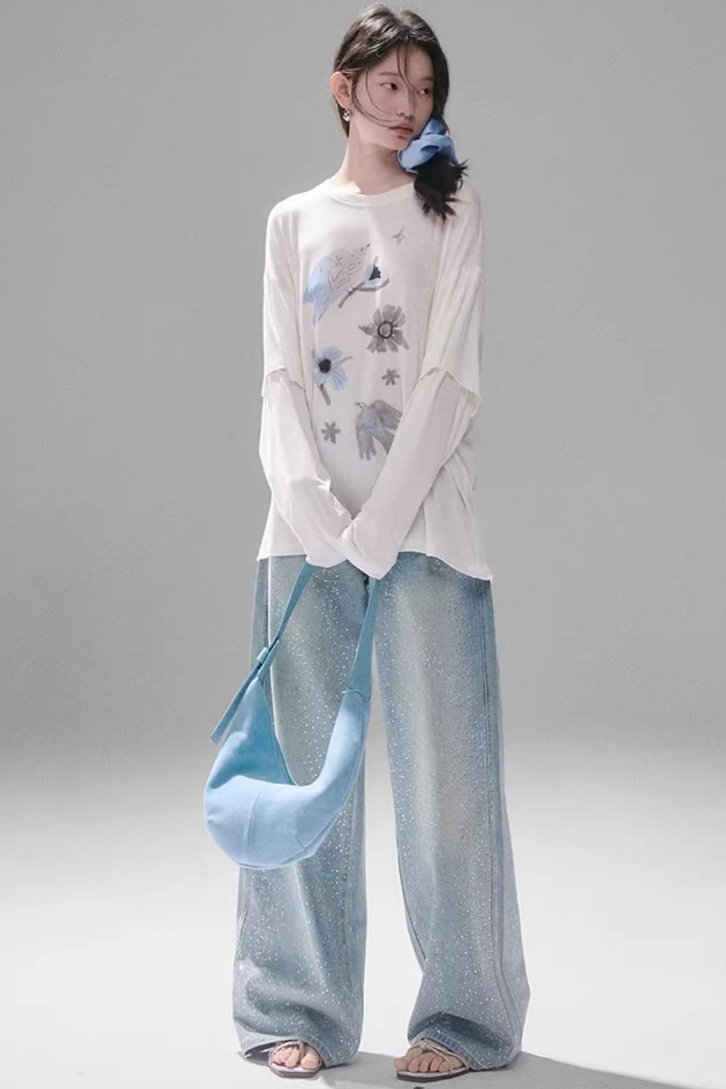 Starry Rhinestone Gradient Jeans