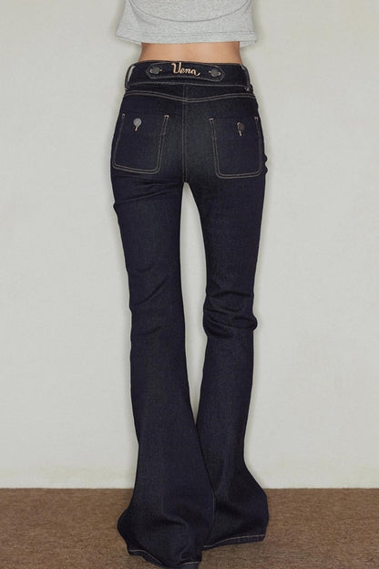 Irregular Topline Slim Bootcut Jeans