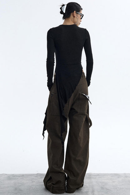 Ruffled Lyocell Asymmetrical Top