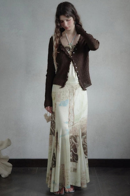 Artistic Jacquard Knit Skirt