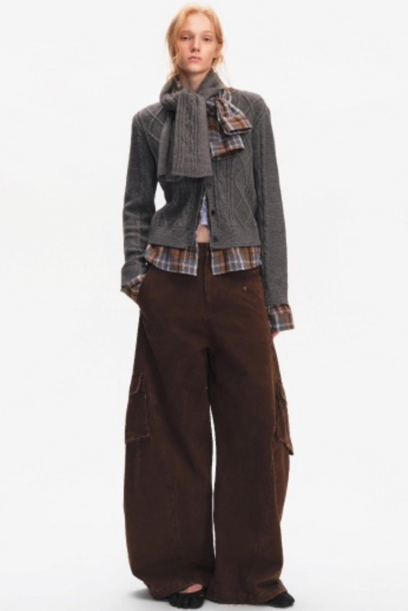 Wool Twist Pattern Cardigan Set-Up