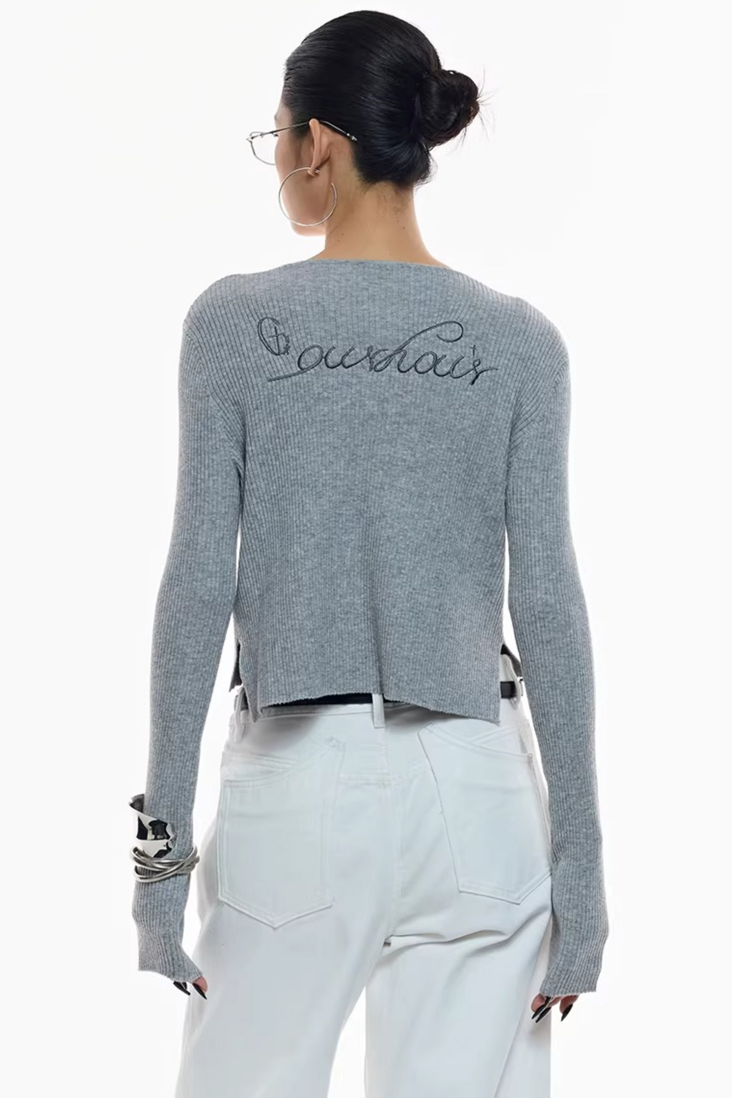 Gray Wool Blend Cardigan