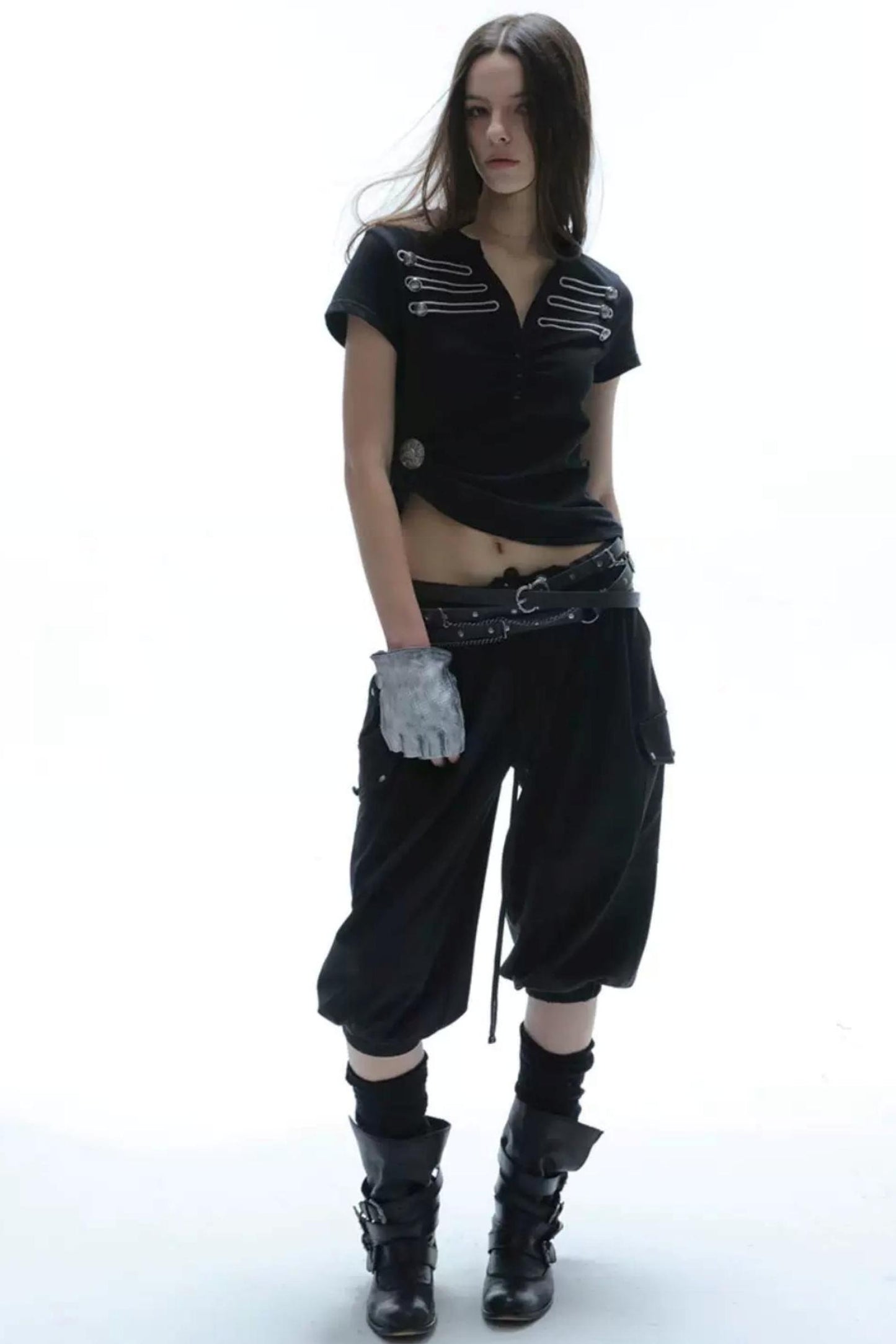 Equestrian Cargo Pleated Cuffed Pants