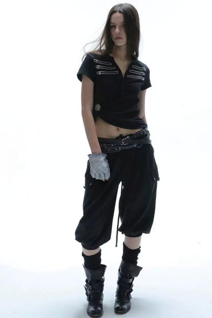 Equestrian Cargo Pleated Cuffed Pants