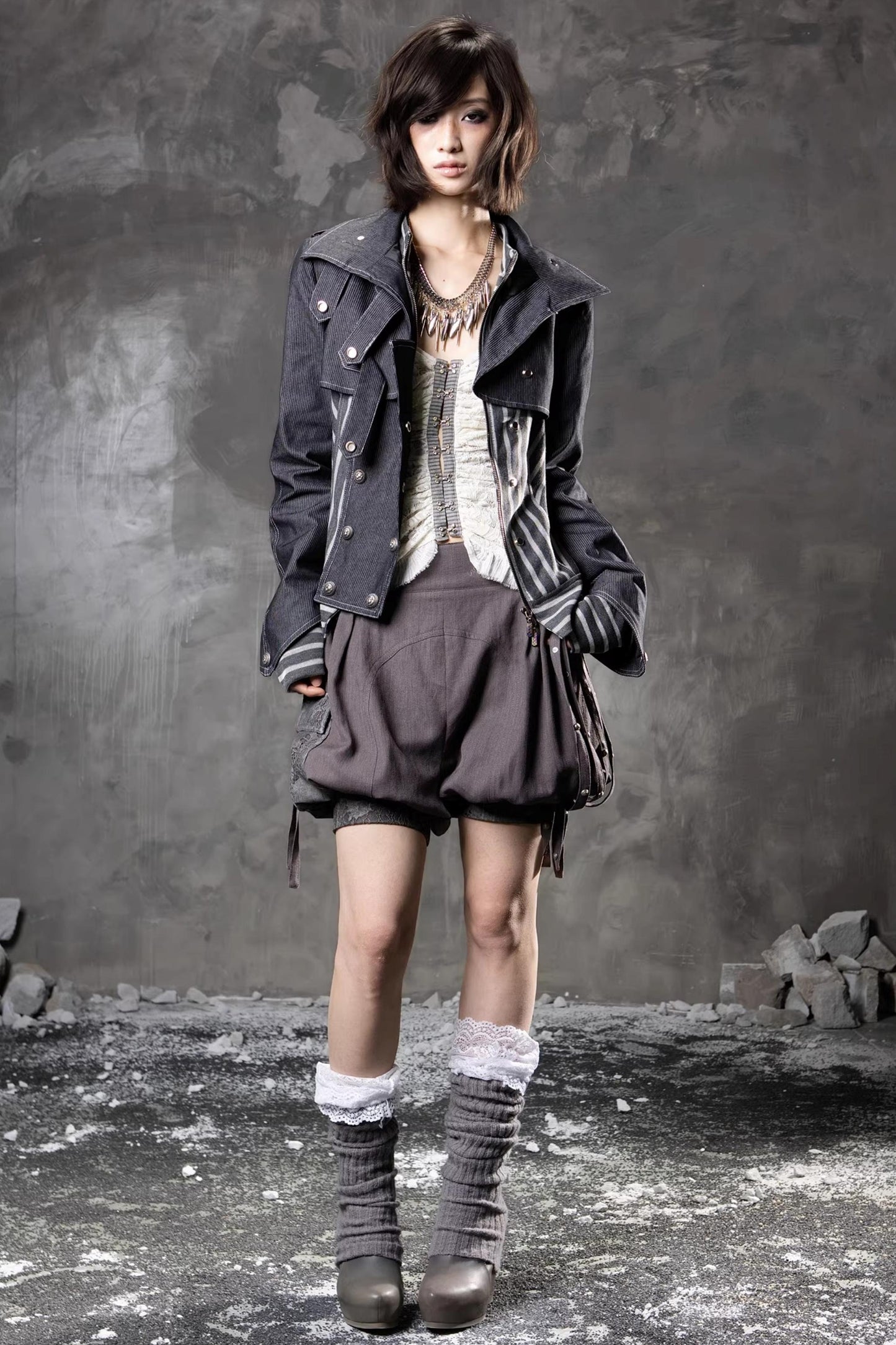 Denim Patchwork Striped Jacket