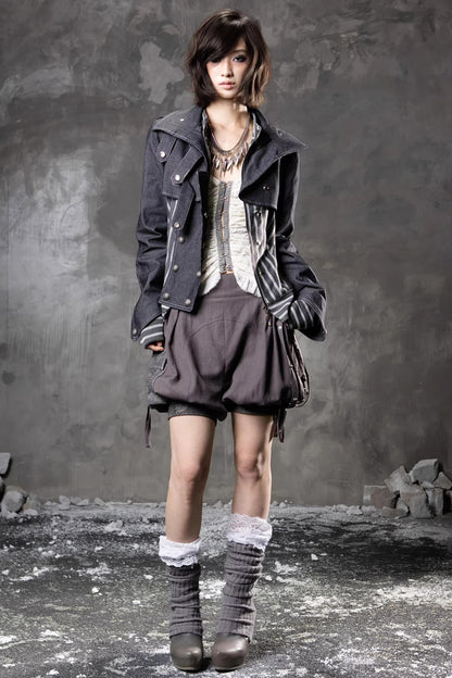 Denim Patchwork Striped Jacket