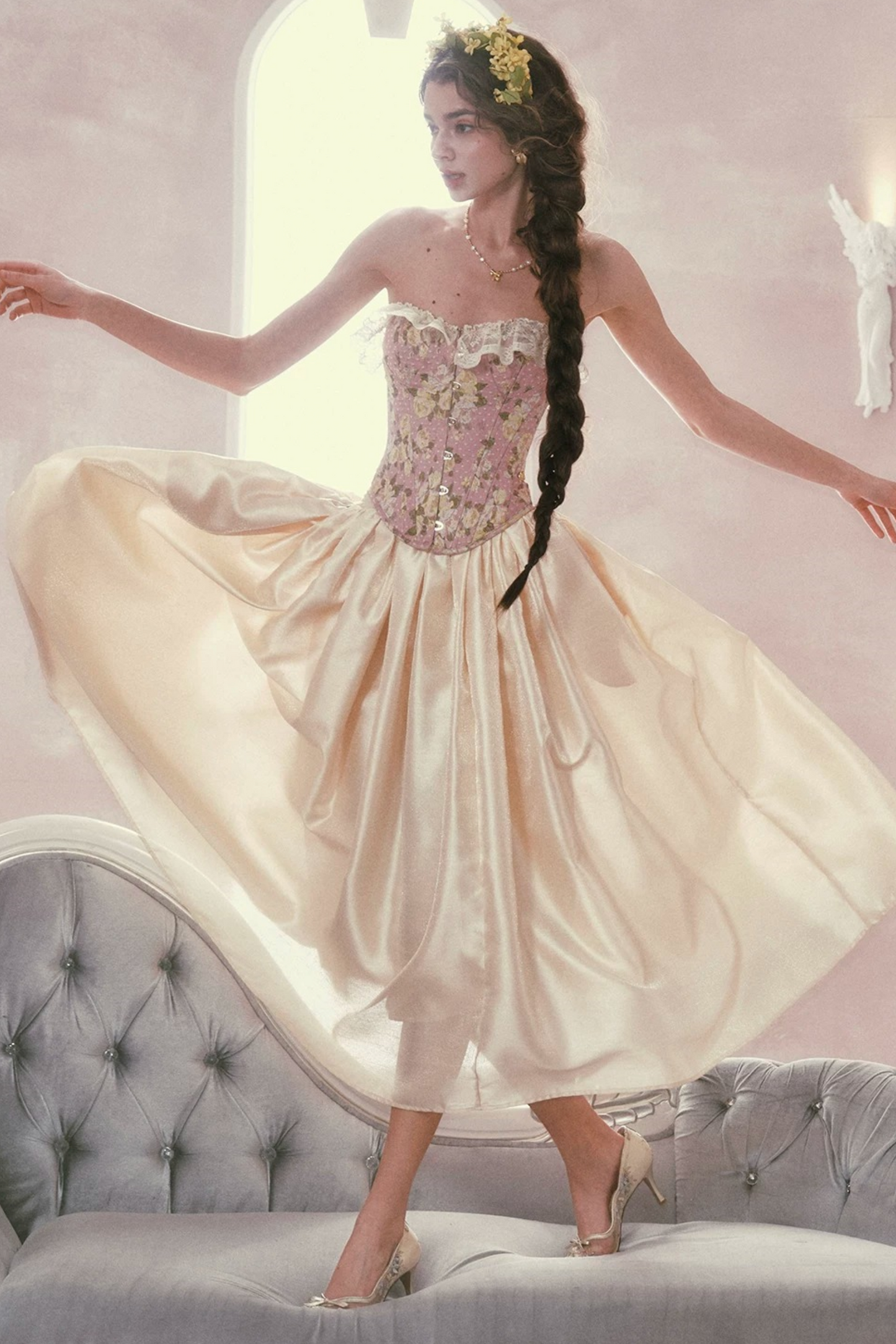 Lace Jacquard Corset Top Set-Up