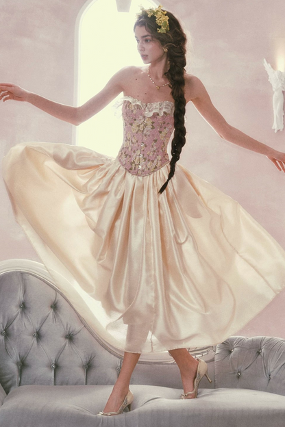 Lace Jacquard Corset Top Set-Up