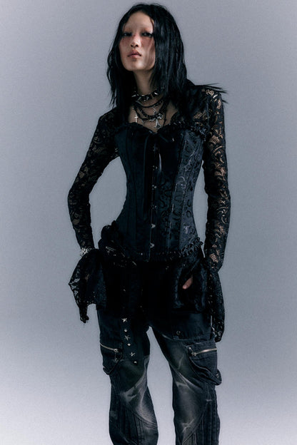 Lace Herringbone Corset Top Set-Up