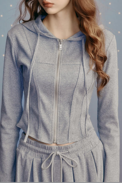 Preppy Style Stretch Slim Skirt & Top Set-Up