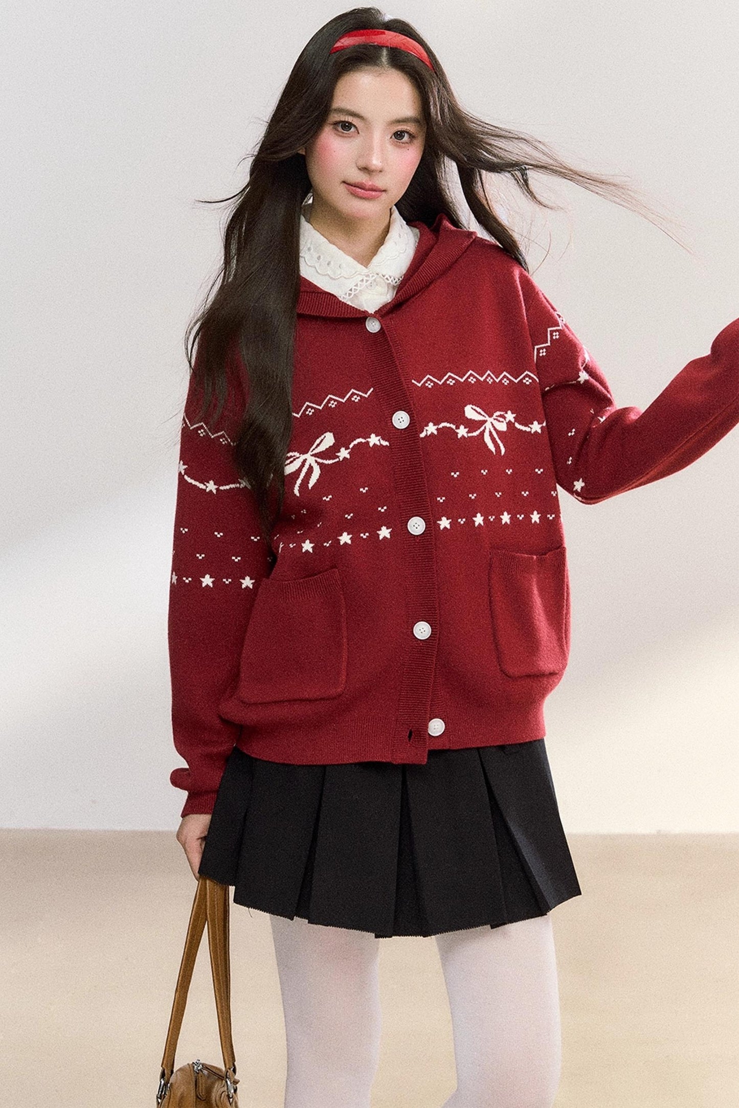 Fair Isle Hooded Knit Jacket