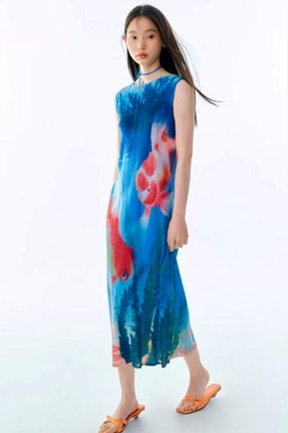 Vintage Goldfish Print Dress