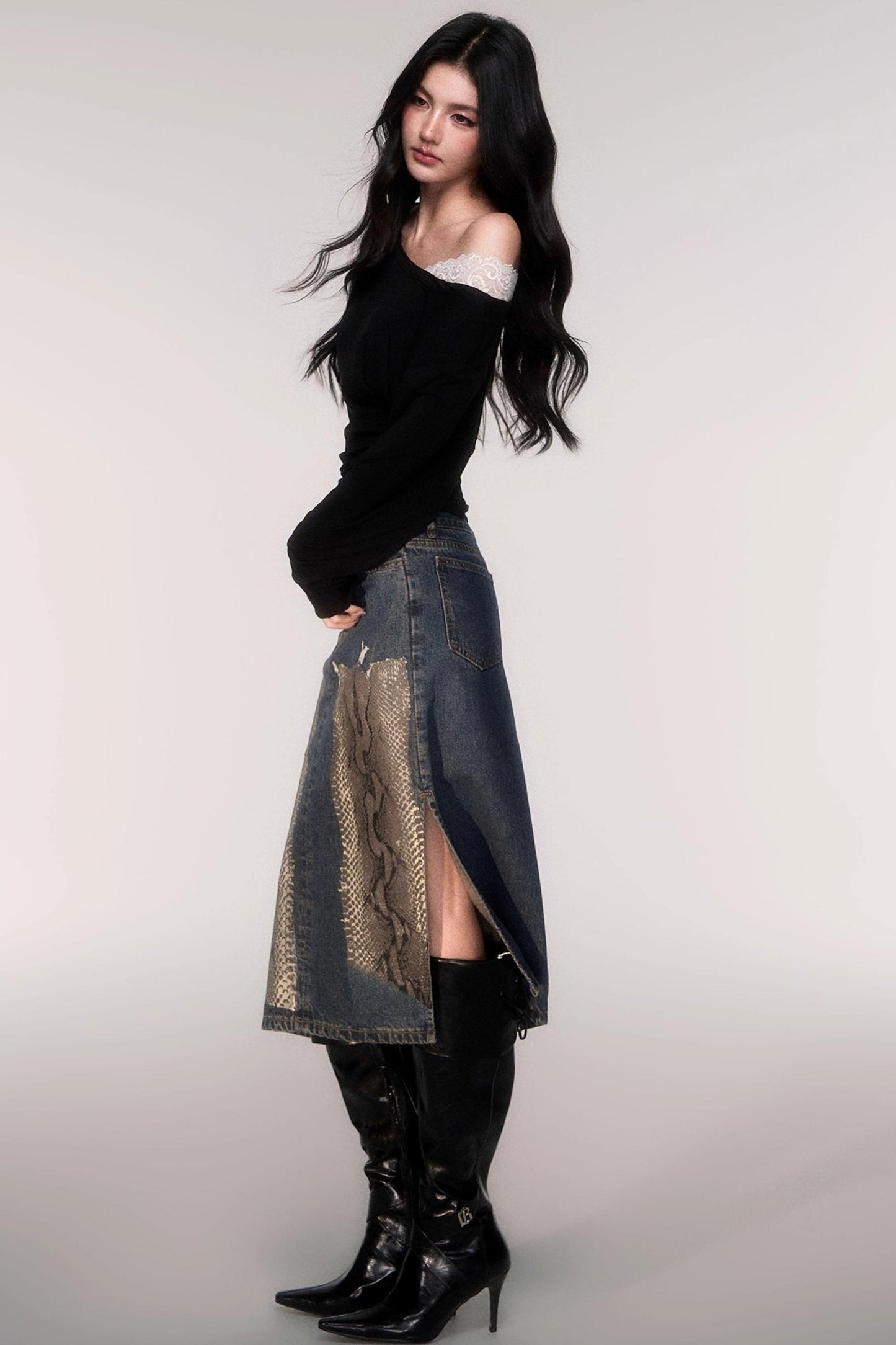 Tencel Panelled Lace Cross-Shoulder Top