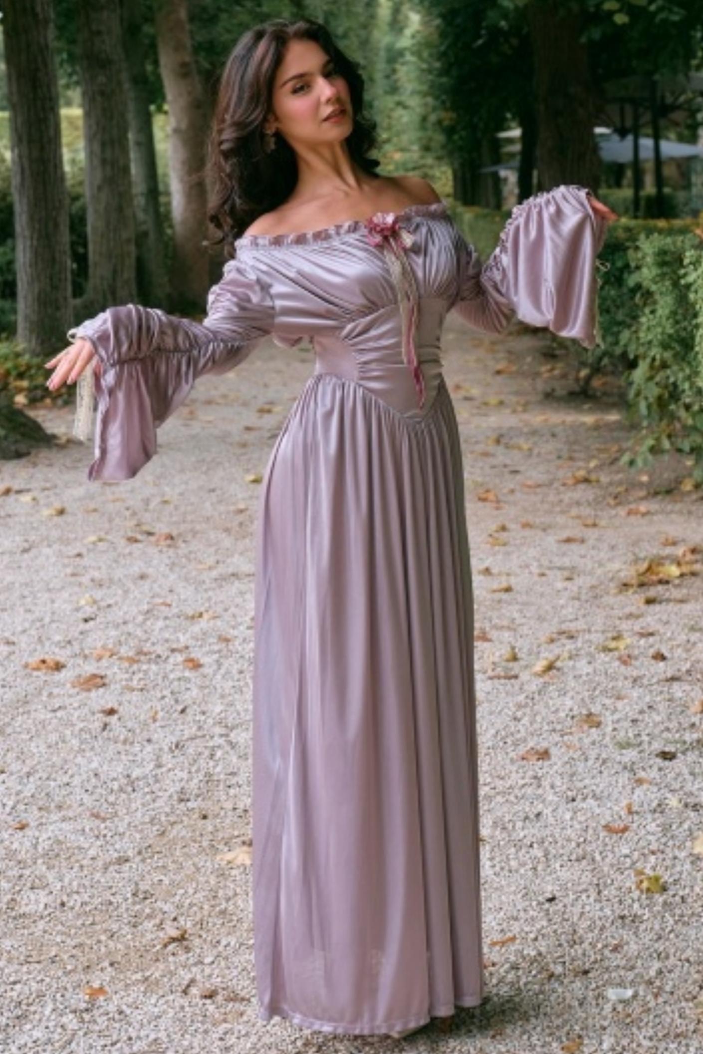 Satin Parthenon One-Shoulder Dress