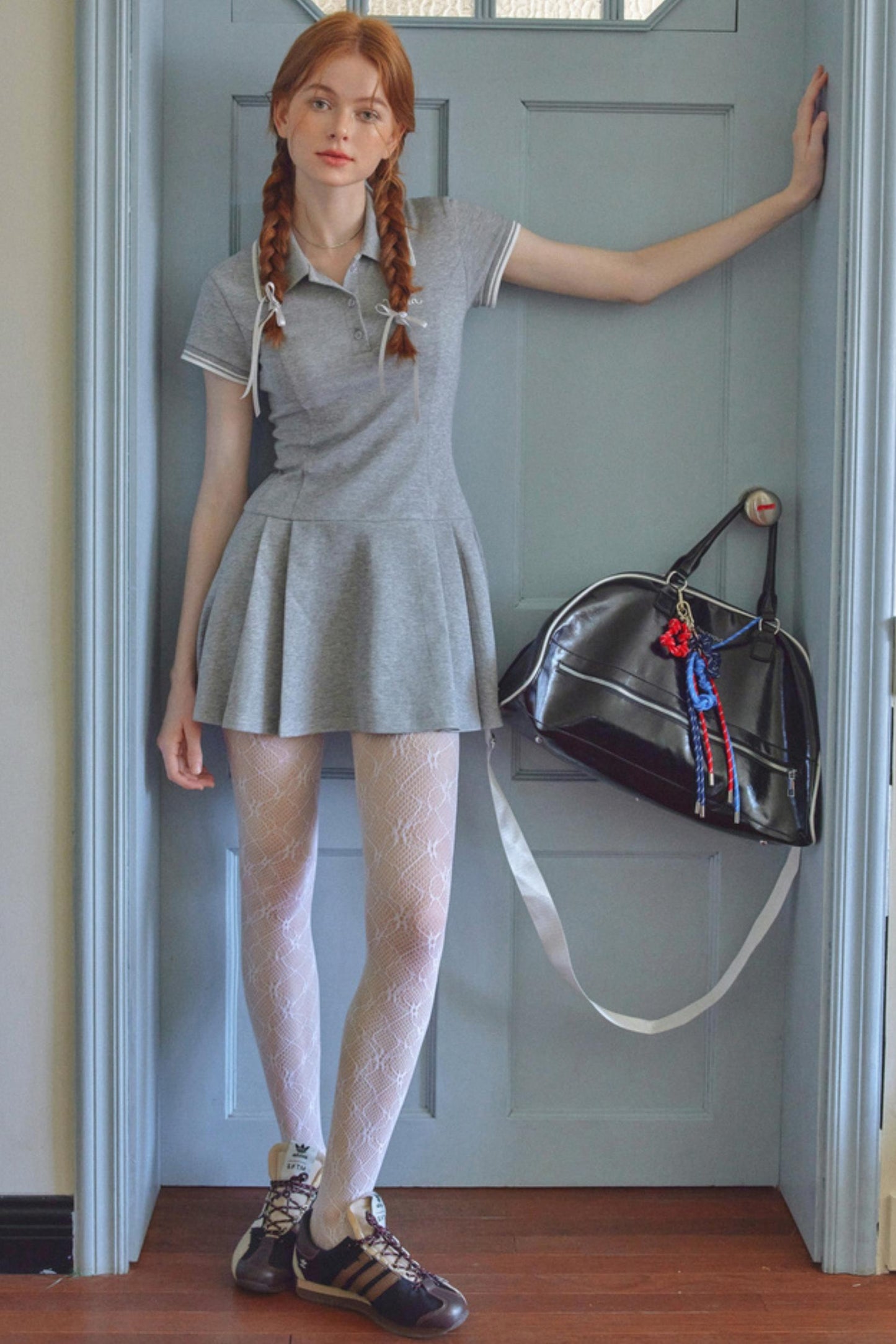 Gray Pleated A-Line Dress