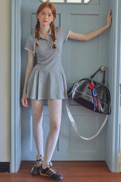 Gray Pleated A-Line Dress