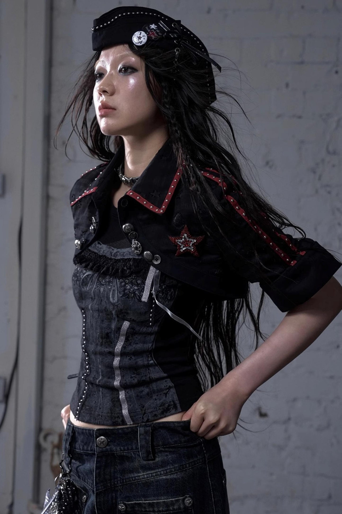 White-Black Sailor Hat