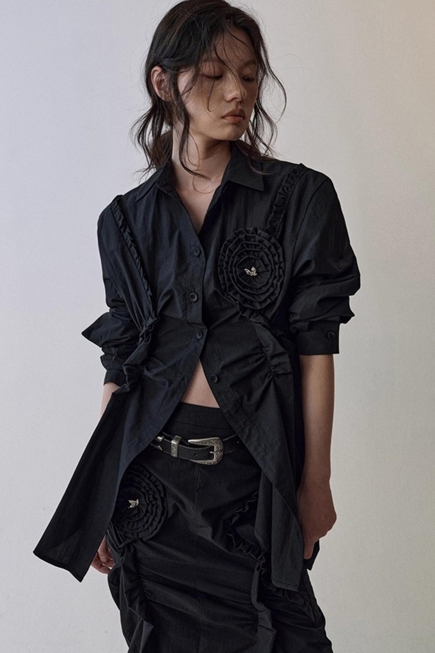 Petal Plaid Flower Shirt Set-Up