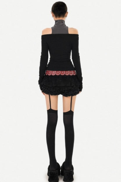 Black Asymmetrical Off-Shoulder Top