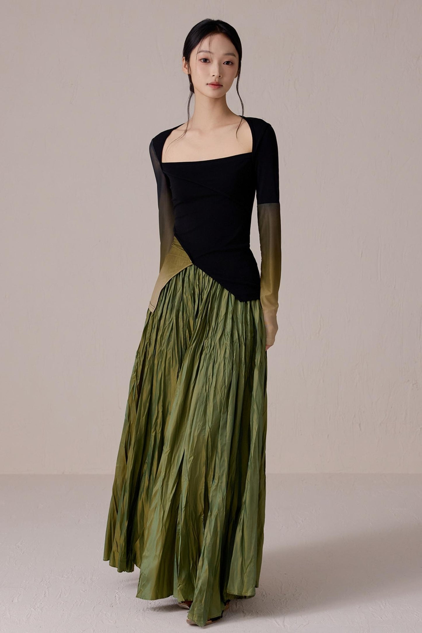 Color-Block Gradient Long Sleeve Tee