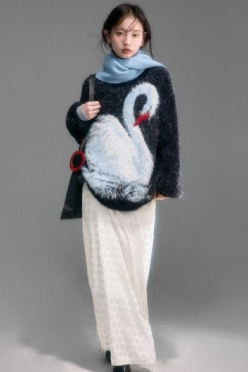 Retro Polka Dot Velvet Skirt