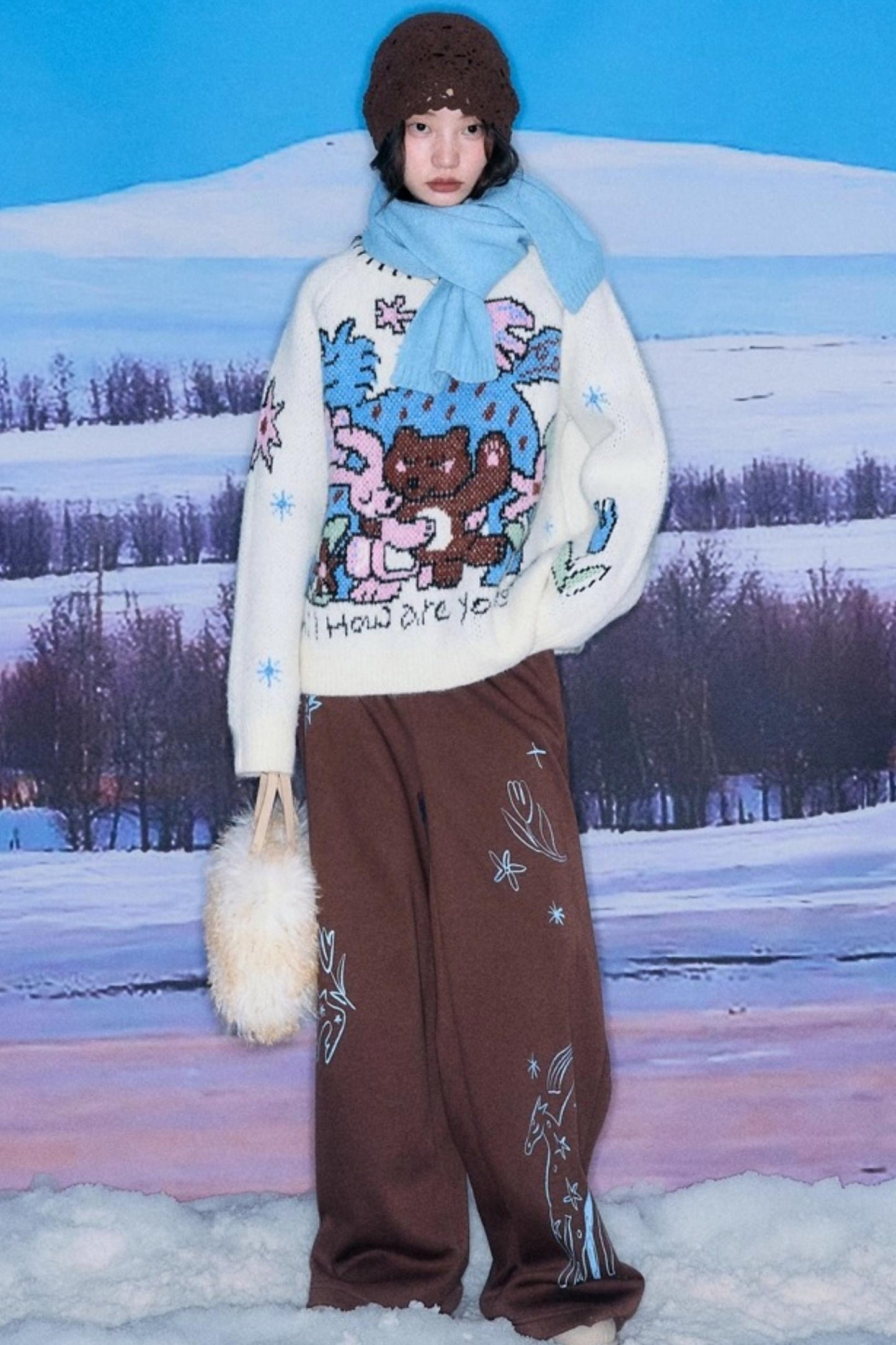 Plush Animal Jacquard Sweater