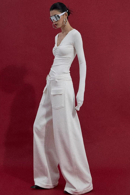 Warm Fleece Wide-Leg Pants