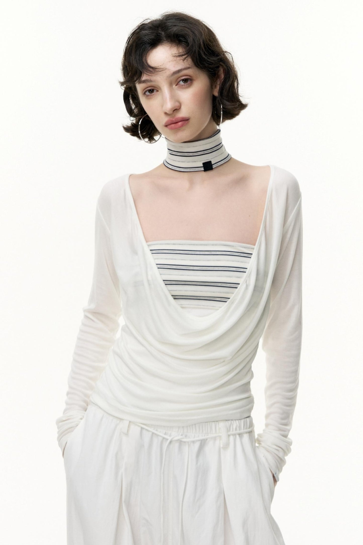 Fantasy Lyocell Collar Long-Sleeved T-Shirt