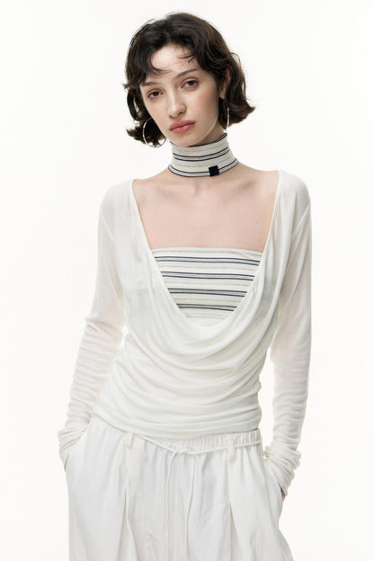 Fantasy Lyocell Collar Long-Sleeved T-Shirt